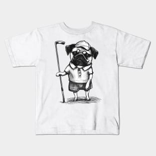 Golf Pug Kids T-Shirt